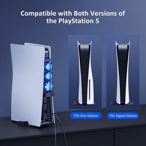 NexiGo PS5 Slim Silent Enhanced Cooling Fan with Adjustable Speed, Auto Power On/Off, with USB 3.0 Port, Efficient Cooling System for Both PS5 Slim Disc and Digital Editions in Kuwait