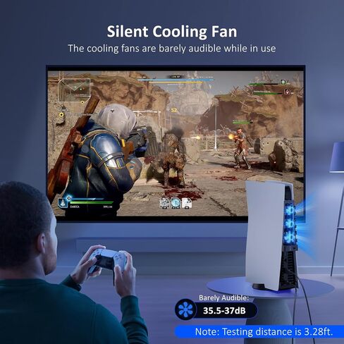 NexiGo PS5 Slim Silent Enhanced Cooling Fan with Adjustable Speed, Auto Power On/Off, with USB 3.0 Port, Efficient Cooling System for Both PS5 Slim Disc and Digital Editions in Kuwait