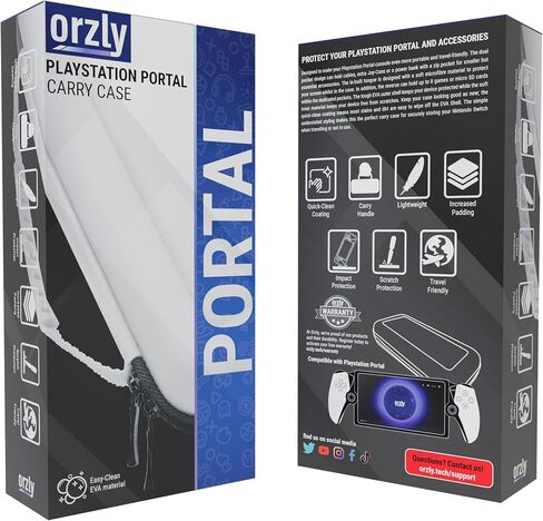 حقيبة Orzly Carry مصممة لمشغل Playstation Portal البعيد لوحدة تحكم PS5 التي تحمل الملحقات وحماية السفر والتخزين لشاحن سماعة الرأس والمزيد أبيض/أسود - إصدار صندوق الهدايا in Saudi Arabia
