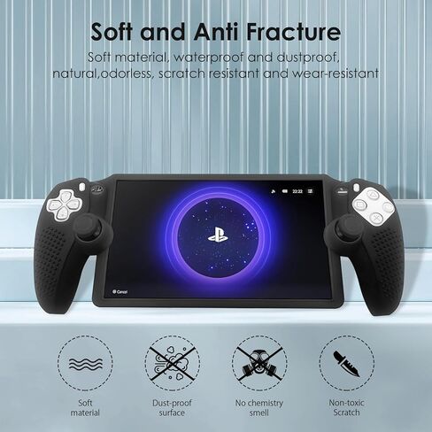 Qoosea for Sony Playstation Portal Case سيليكون ممتص للصدمات مضاد لبصمات الأصابع ومقاوم للخدش لبوابة Playstation - أسود in Saudi Arabia