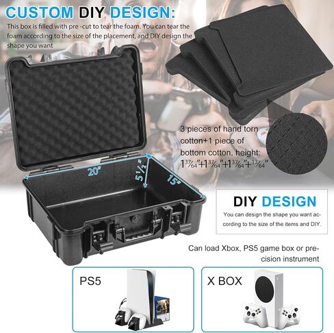TORIBIO Hard Shell Travel Case Compatible with Xbox Series X and PlayStation 5 Console, Controllers, Headset Accessories, Waterproof Drop-proof Carrying Box with Customized Protective Foam Interior in Saudi Arabia