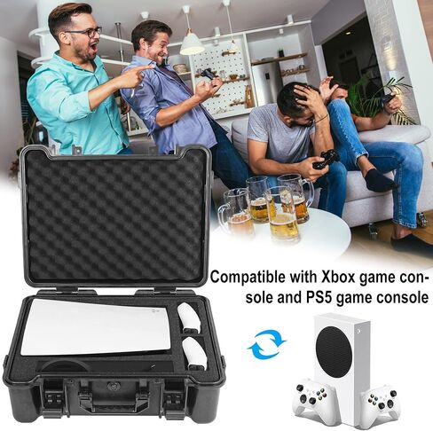 TORIBIO Hard Shell Travel Case Compatible with Xbox Series X and PlayStation 5 Console, Controllers, Headset Accessories, Waterproof Drop-proof Carrying Box with Customized Protective Foam Interior in Saudi Arabia