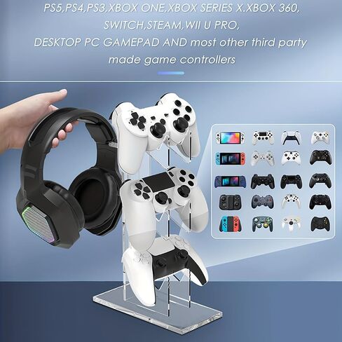 LO-L 【3 Tier】 Game Controller Holder Headset Stand 3 Tier Controller Holder and Headset Stand Compatible For PS4 PS5 Xbox Switch, Controller Stand Gaming Accessories. (3 Tier Black) in Saudi Arabia