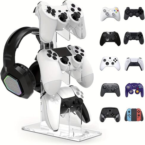 LO-L 【3 Tier】 Game Controller Holder Headset Stand 3 Tier Controller Holder and Headset Stand Compatible For PS4 PS5 Xbox Switch, Controller Stand Gaming Accessories. (3 Tier Black) in Saudi Arabia