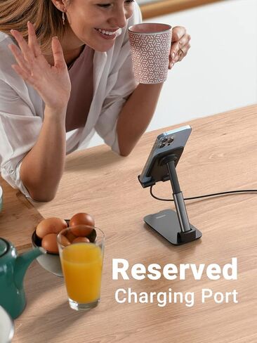 UGREEN Phone Stand Desk Foldable Holder Height Adjustable Cell Phone Cradle Dock Compatible with iPhone 15 Pro 14 Plus 13 Pro Max 12 11 SE XS XR 8 7Plus, Galaxy S23, and All Phones White in Kuwait