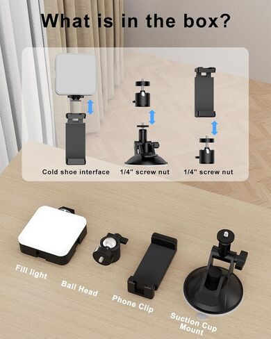 حامل هاتف على شكل كأس شفط من هيركلير مع ضوء، حامل هاتف دش مرآة لأساسيات صانع محتوى المكياج، حامل ثلاثي مرآة مع ضوء لمطبخ الحمام متوافق مع جميع الأسطح الملساء in Kuwait