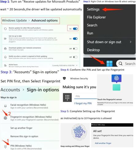 قارئ بصمات الاصابع ويندوز هالو لنظام ويندوز 10/11، محمول، بدون برنامج تعريف، لمس بيومترية 360 درجة، تسجيل دخول وفتح سريع وآمن، لاب توب، جهاز كمبيوتر مكتبي، دونجل كمبيوتر الكل في واحد in Kuwait