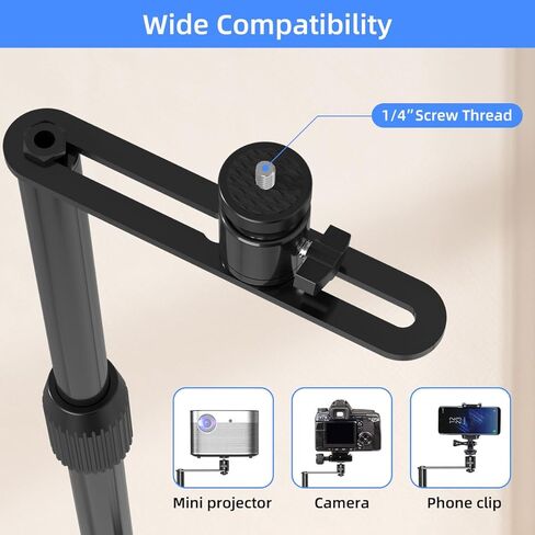 حامل جهاز عرض Suptek يدور 360 درجة، أريكة على حامل مخفي على الحائط، ارتفاع قابل للتعديل، دعامة تثبيت لجهاز العرض الصغير، متوافق مع كاميرا فيديو Vlog DVR في المنزل والمكتب، PR001FP in Kuwait