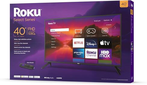 Roku 40 بوصة Select Series 1080p Full HD Smart RokuTV مع جهاز تحكم صوتي، صورة مشرقة، شاشة رئيسية قابلة للتخصيص، وتلفزيون مجاني in Kuwait