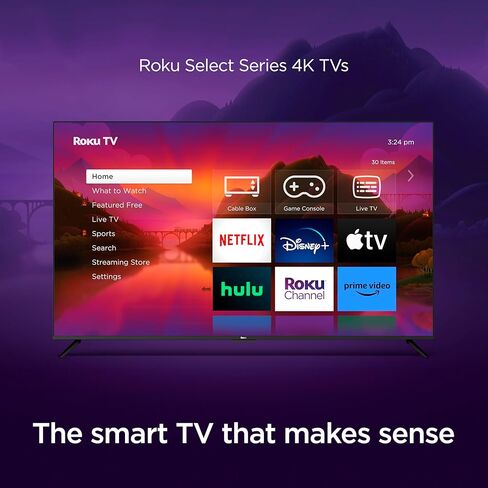 Roku 65 بوصة Select Series 4K HDR Smart TV جهاز تحكم عن بعد صوتي محسّن، صورة رائعة 4K، سطوع تلقائي، وبث سلس in Kuwait