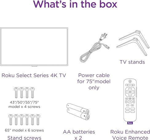Roku 65 بوصة Select Series 4K HDR Smart TV جهاز تحكم عن بعد صوتي محسّن، صورة رائعة 4K، سطوع تلقائي، وبث سلس in Kuwait
