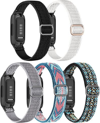 Folavii 5 عبوات من النايلون القابل للتمدد متوافقة مع Fitbit Inspire 3 عصابات للنساء والرجال، سوار معصم بديل مرن وقابل للتعديل من أجل Fitbit Inspire 3 Bands in Kuwait