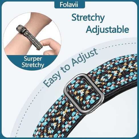 Folavii 5 عبوات من النايلون القابل للتمدد متوافقة مع Fitbit Inspire 3 عصابات للنساء والرجال، سوار معصم بديل مرن وقابل للتعديل من أجل Fitbit Inspire 3 Bands in Kuwait