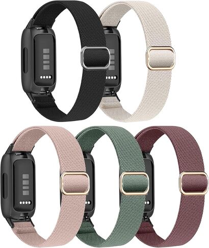Folavii 5 عبوات من النايلون القابل للتمدد متوافقة مع Fitbit Inspire 3 عصابات للنساء والرجال، سوار معصم بديل مرن وقابل للتعديل من أجل Fitbit Inspire 3 Bands in Kuwait