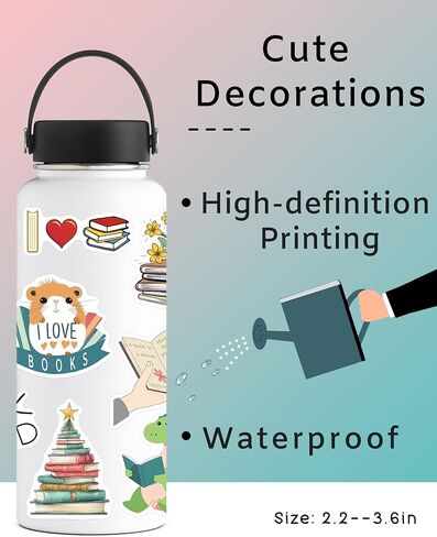 100 قطعة من ملصقات الكتب لجهاز Kindle، ملصقات قراءة الكتب لأجهزة الكمبيوتر المحمول الخاصة بزجاجة المياه، ملصقات لمحبي الكتب هدايا للأطفال والمراهقين والبالغين in Kuwait