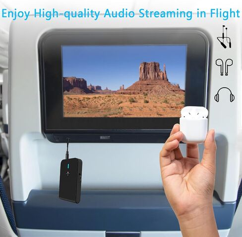 Bluetooth 5.3 Transmitter Receiver for TV and Wireless Headphones, 2-in-1 Bluetooth Adapter, Wireless Transmitter for TV, PC, MP3, Gym, Airplane Use with Any 3.5 mm Audio Jack… in Saudi Arabia