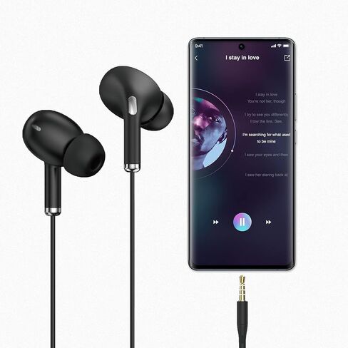 XINFUN 3.5mm in-Ear Headphones with Mic,Lightweight Wired Headphones for Music Sports（Black in Saudi Arabia