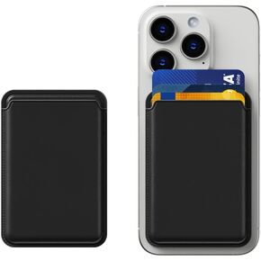 Magnetic Wallet for iPhone, Leather Magnetic Phone Wallet Mag Wallet RFID, Magnetic Wallet 3 Card Holder For iPhone 15/14/13/12 Series, Black
