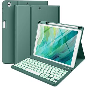 Hamile for iPad 9/8/7th Generation Case with Keyboard 10.2 Inch - Wireless | 7 Colors Backlit, Detachable Magnetic Folio Keyboard Cover, Pencil Holder, for iPad Pro 10.5-inch/Air 3rd Gen, Purple in Saudi Arabia