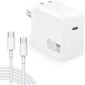 شاحن USB C بقدرة 65 وات، شاحن سفر سريع GaN مدمج وقابل للطي لأجهزة MacBook Pro وMacBook Air وSamsung Galaxy وi Pad Pro وجميع أجهزة USB C، يتضمن كابل USB C إلى C بطول 5.9 قدم in Kuwait