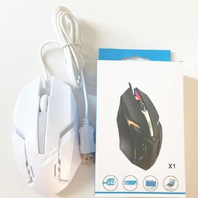 ماوس كمبيوتر LAXMR USB سلكي مع ماوس سلكي بإضاءة خلفية ملونة وتصميم عصري وحديث (أبيض). in Kuwait