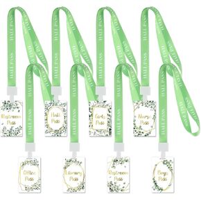 Ctosree Set of 8 Bee Theme Unbreakable PVC Hall Pass Lanyards and School Passes Set School Supplies Teacher Supplies for Classroom Elementary Middle School Restroom Library Office in Kuwait