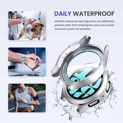Goton Waterproof Case for Samsung Galaxy Watch 6 Screen Protector 44mm | Daily Water-resistant,No Fog,Touch-Responsive,Easy to install,1-Pack Hard PC Glass Cover in Kuwait