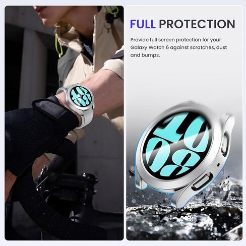 Goton Waterproof Case for Samsung Galaxy Watch 6 Screen Protector 44mm | Daily Water-resistant,No Fog,Touch-Responsive,Easy to install,1-Pack Hard PC Glass Cover in Kuwait