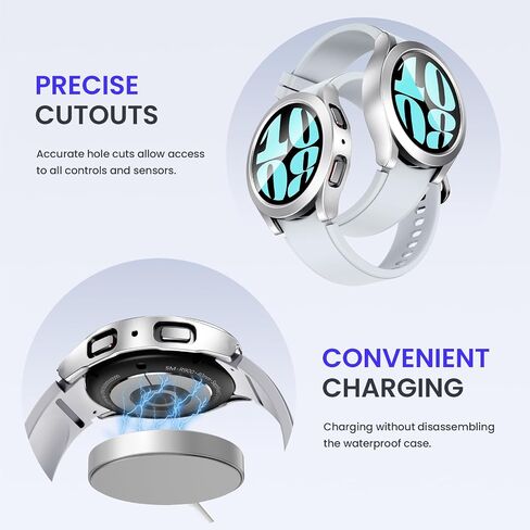Goton Waterproof Case for Samsung Galaxy Watch 6 Screen Protector 44mm | Daily Water-resistant,No Fog,Touch-Responsive,Easy to install,1-Pack Hard PC Glass Cover in Kuwait