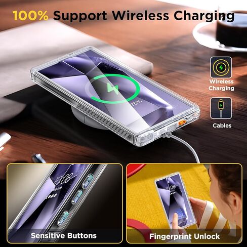 حافظة Humixx لهاتف Samsung Galaxy S24 Ultra مغناطيسية [حماية كاملة للجسم بزاوية 360 درجة] مقاومة للماء IP68 [مقاومة للصدمات بطول 15 قدمًا] عدسة مدمجة وفيلم شاشة، غطاء هاتف مقاوم للغبار 5G 6.8 بوصة - شفاف كريستالي in Kuwait