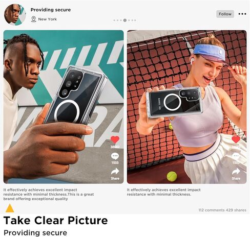 حافظة Humixx لهاتف Samsung Galaxy S24 Ultra مغناطيسية [حماية كاملة للجسم بزاوية 360 درجة] مقاومة للماء IP68 [مقاومة للصدمات بطول 15 قدمًا] عدسة مدمجة وفيلم شاشة، غطاء هاتف مقاوم للغبار 5G 6.8 بوصة - شفاف كريستالي in Kuwait