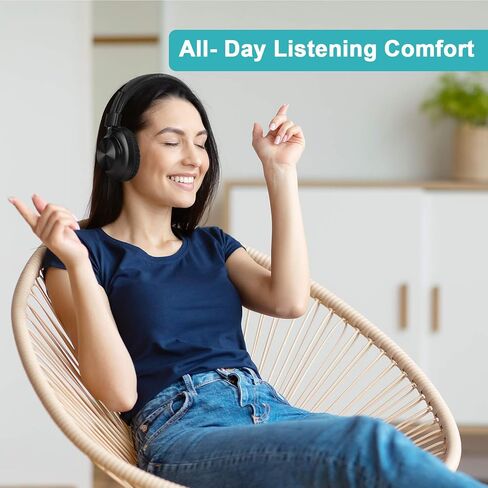 سماعات رأس لاسلكية Nia Bluetooth 5.0 فوق الأذن، بطارية 30 ساعة، راديو FM، مشغل MP3، Micro SD/TF مع مشغلات صوت عميق 40 مم، سماعة رأس مدمجة بميكروفون ممتاز، قابلة للطي، مريحة، القص in Kuwait