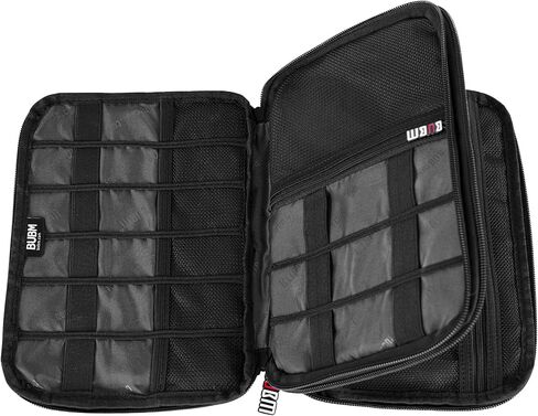 BUBM Double Layer Electronic Accessories Organizer, Travel Gadget Bag for Cables, USB Flash Drive, Plug and More, Perfect Size Fits for iPad Mini (Medium, Black) in Saudi Arabia