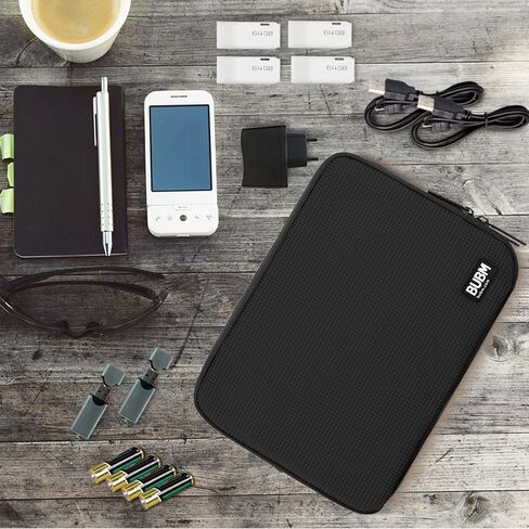 BUBM Double Layer Electronic Accessories Organizer, Travel Gadget Bag for Cables, USB Flash Drive, Plug and More, Perfect Size Fits for iPad Mini (Medium, Black) in Saudi Arabia