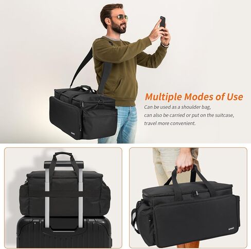 DJ Cable Bag Gig Band Bag, 600D Oxford With Detachable Dividers, Multiple Separate Bags, for Cords, DJ Gear, Sound Equipment, Musical Instrument and Accessories (24''x13''x12'') in Saudi Arabia