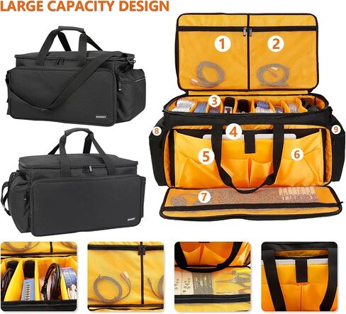 DJ Cable Bag Gig Band Bag, 600D Oxford With Detachable Dividers, Multiple Separate Bags, for Cords, DJ Gear, Sound Equipment, Musical Instrument and Accessories (24''x13''x12'') in Saudi Arabia