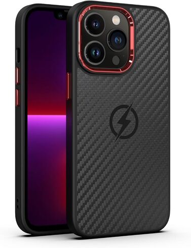 حافظة bounikoo Iphone15 Pro مقاس 6.1 بوصة [متوافقة مع MagSafe] حافظة من ألياف الكربون مع تقنية تبديد الحرارة حافظة واقية متينة مقاومة للصدمات ومضادة للخدش (أسود، Iphone15 PRO 6.1 بوصة) in Saudi Arabia