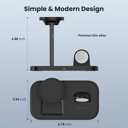 3 in 1 Wireless Charging Station for Apple Devices, MagSafe Charger Stand with 30W Adapter, Wireless Charger for iPhone 15/14/13/12 Series, Apple Watch Series 1-9 and AirPods (Black) in Saudi Arabia