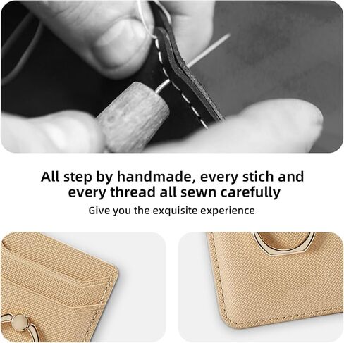 حامل بطاقة ائتمان Crymow لحافظة الهاتف، حافظة هاتف بمحفظة RFID لاصقة على معظم الهواتف الذكية، مرفق محفظة لاصقة لحافظة الهاتف مع حامل حلقة الإصبع لهاتف iPhone&Galaxy، جلد نباتي وردي in Kuwait