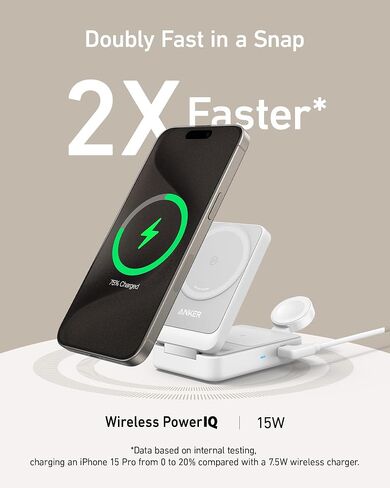 محطة شحن قابلة للطي Anker MagGo 3 في 1 MagSafe-Compatible Qi2 15W in Kuwait