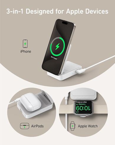 محطة شحن قابلة للطي Anker MagGo 3 في 1 MagSafe-Compatible Qi2 15W in Kuwait