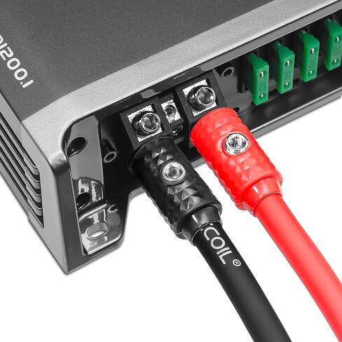 Recoil WI4P Amplifier Power Ground Wire Input Brass 4 Gauge to 4 Gauge with Red Black Silicon Covers, Marine-Grade Satin Chrome Finish, Pair in Saudi Arabia