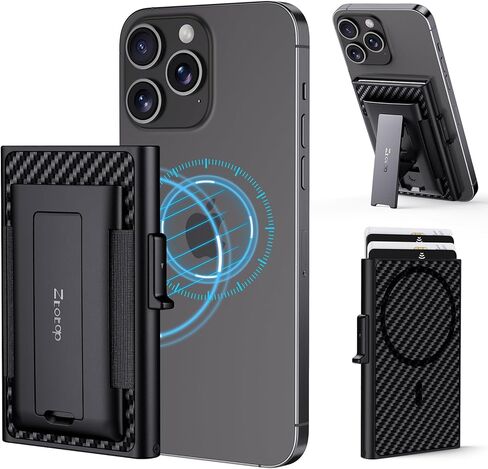 محفظة ZtotopCases المنبثقة المغناطيسية المتوافقة مع محفظة Magsafe للهاتف مع مشبك نقود، مناسبة لـ 3-4 بطاقات، حماية RFID Shield، محفظة Mag Safe لسلسلة iPhone15/14/13/12، أسود in Kuwait