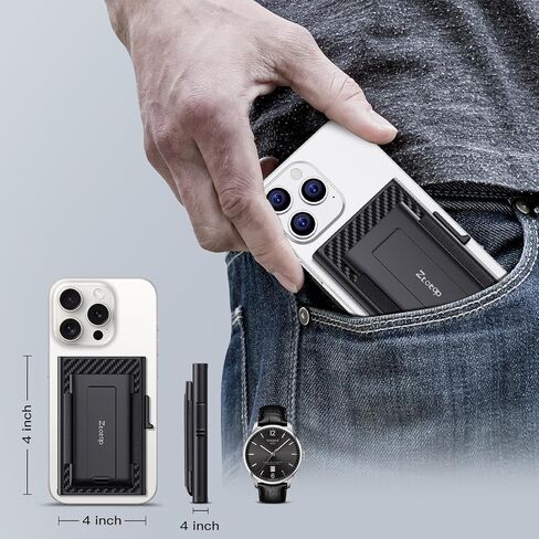 محفظة ZtotopCases المنبثقة المغناطيسية المتوافقة مع محفظة Magsafe للهاتف مع مشبك نقود، مناسبة لـ 3-4 بطاقات، حماية RFID Shield، محفظة Mag Safe لسلسلة iPhone15/14/13/12، أسود in Kuwait