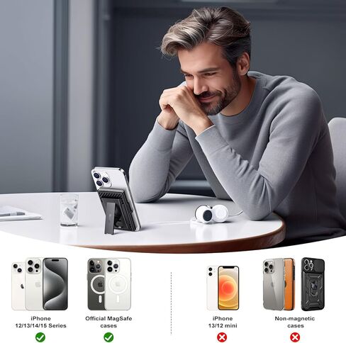 محفظة ZtotopCases المنبثقة المغناطيسية المتوافقة مع محفظة Magsafe للهاتف مع مشبك نقود، مناسبة لـ 3-4 بطاقات، حماية RFID Shield، محفظة Mag Safe لسلسلة iPhone15/14/13/12، أسود in Kuwait