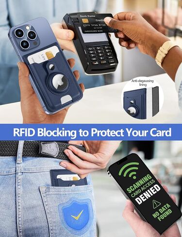 for MagSafe Wallet Stand with AirTag Holder, 6-Cards Holder, RFID Blocking | Stronger Magnetic Wallet for iPhone 12-17 Series, ID Window, 3 Slot, Black in Kuwait