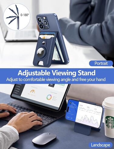 for MagSafe Wallet Stand with AirTag Holder, 6-Cards Holder, RFID Blocking | Stronger Magnetic Wallet for iPhone 12-17 Series, ID Window, 3 Slot, Black in Kuwait