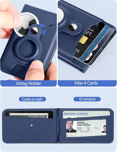for MagSafe Wallet Stand with AirTag Holder, 6-Cards Holder, RFID Blocking | Stronger Magnetic Wallet for iPhone 12-17 Series, ID Window, 3 Slot, Black in Kuwait