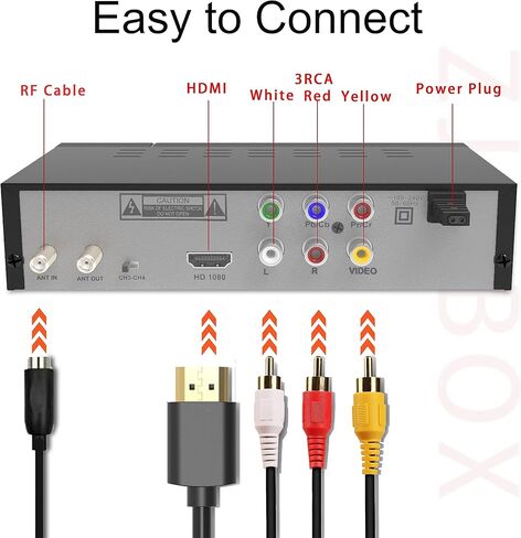 صندوق محول رقمي ZJBOX للتلفزيون، صندوق موالف تلفزيون 1080 بكسل مع مخرج HDMI، موالف رقمي للتلفزيون ATSC، تسجيل وتشغيل التلفزيون، مشغل وسائط USB، وظيفة إعداد المؤقت، صندوق فك التشفير للقنوات الرقمية مجانًا in Kuwait