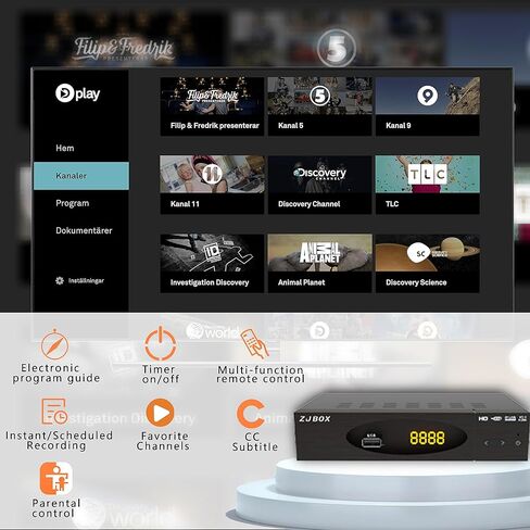 صندوق محول رقمي ZJBOX للتلفزيون، صندوق موالف تلفزيون 1080 بكسل مع مخرج HDMI، موالف رقمي للتلفزيون ATSC، تسجيل وتشغيل التلفزيون، مشغل وسائط USB، وظيفة إعداد المؤقت، صندوق فك التشفير للقنوات الرقمية مجانًا in Kuwait